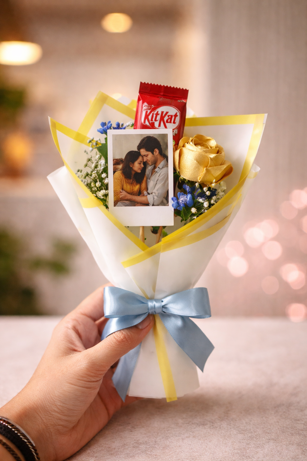 Small personalized photo bouquet with custom photo prints