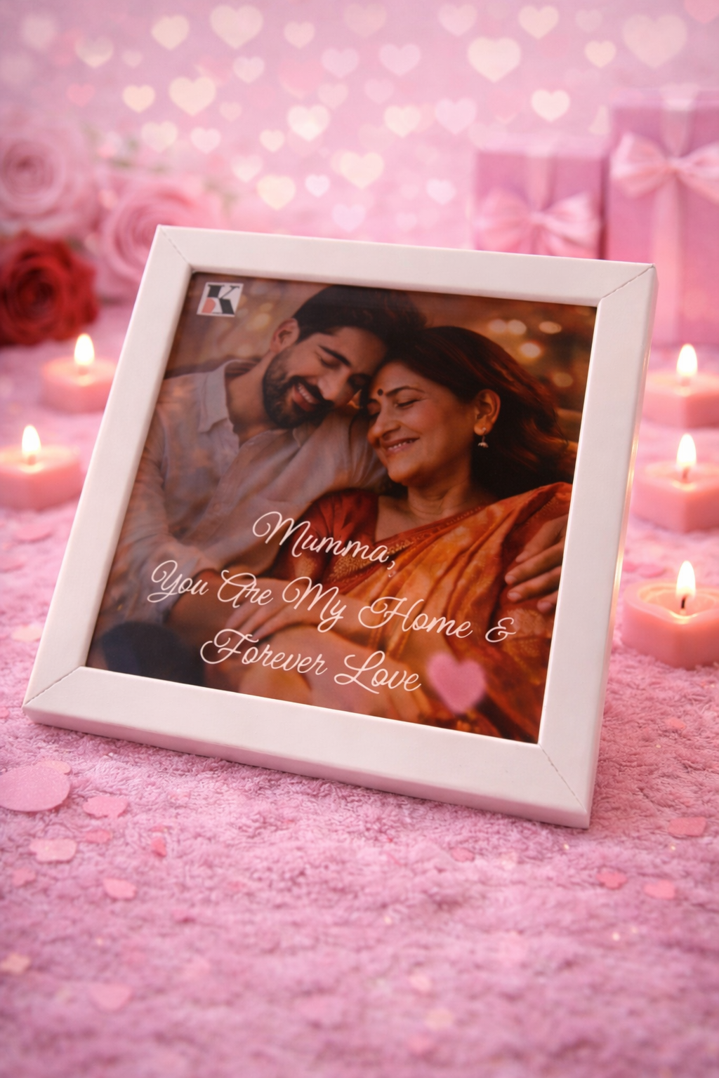 Personalized photo frame with custom image and glass finish