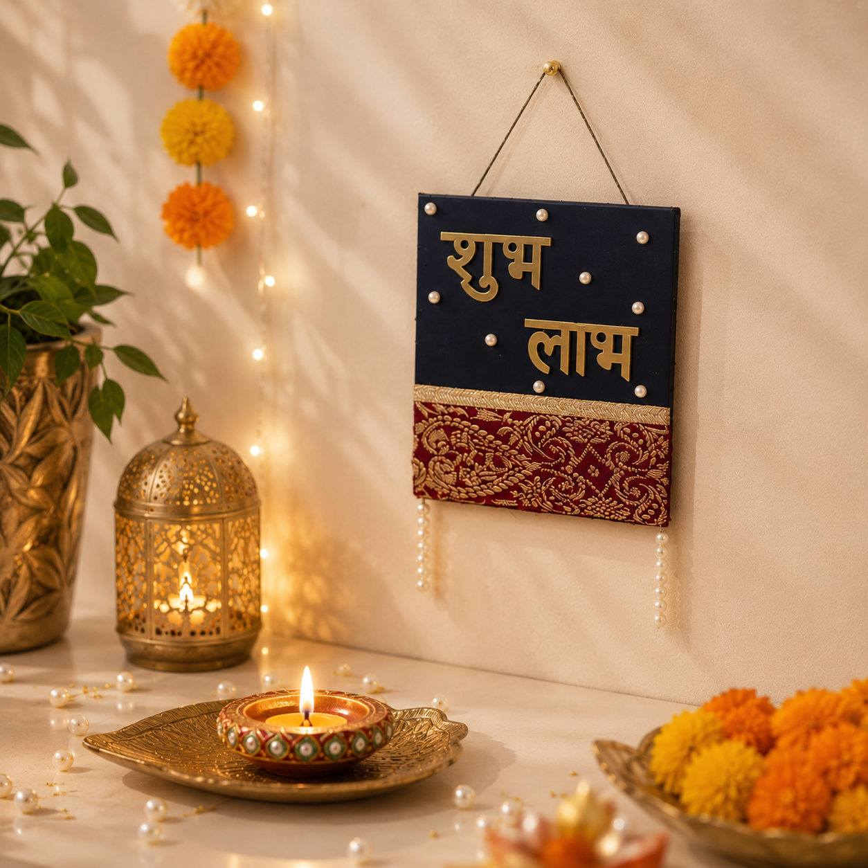 Handcrafted Shubh Labh wall hanging for Diwali home and door decoration